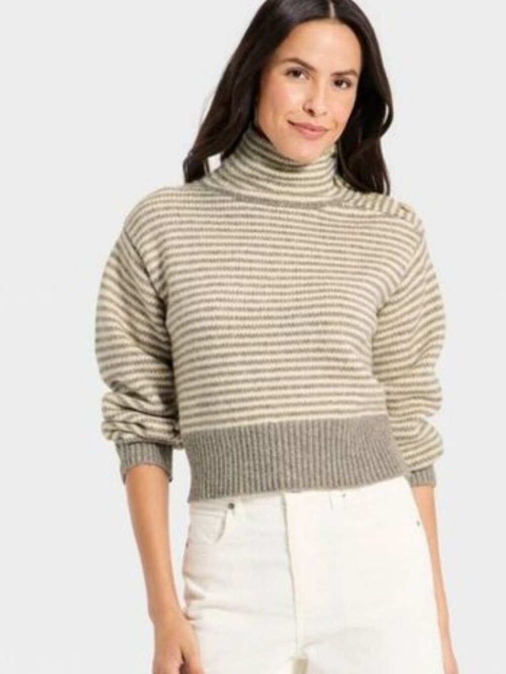 Universal Thread Striped Wool Blend Turtleneck Sweater Size L Button Shoulder